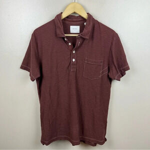 Billy Reid Pensacola Polo Shirt Mens Size Large Burgundy Brown Business Casual